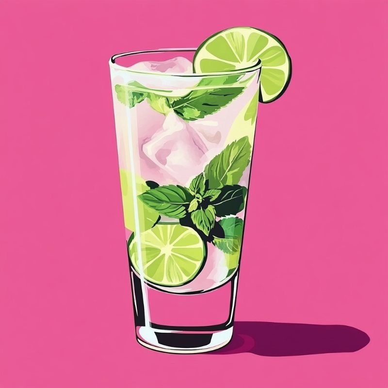 Mini schilderij met lijst - Kleurrijke Mojito