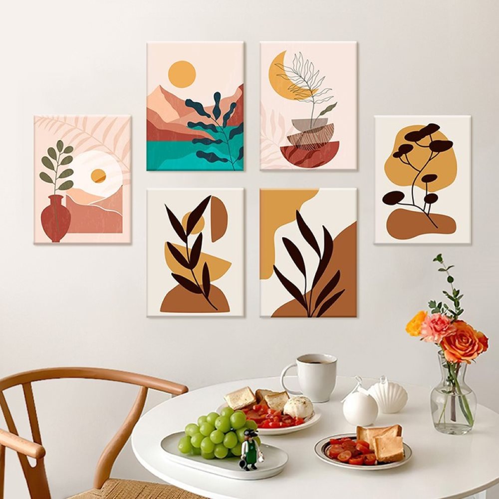6 Mini Paintings Mockup on Wall