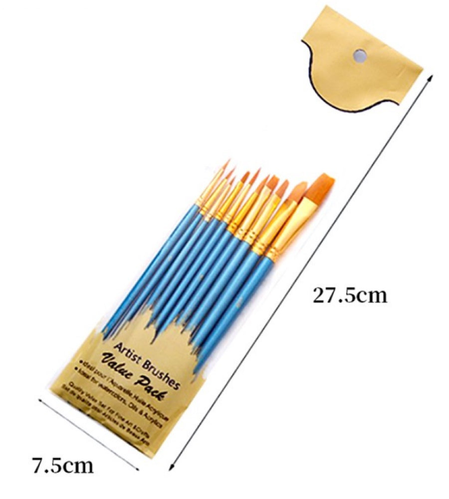 Paint by Numbers Brushes - Set of 10 pieces