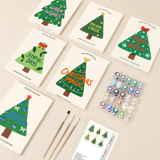 6 Mini Paintings - Christmas Tree Set
