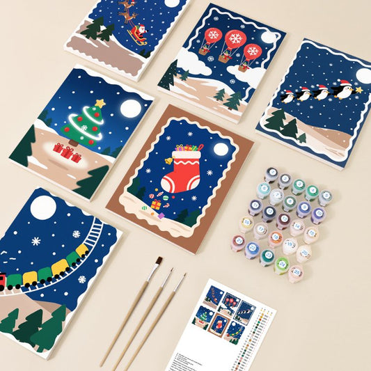 6 Mini Paintings - Christmas Eve Set