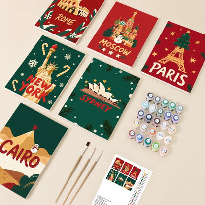 6 Mini Paintings - Christmas Around the World Set