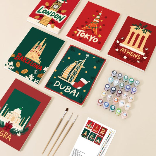 6 Mini Paintings - Christmas Cities Set