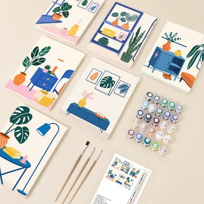 6 Mini Paintings - Cozy Home Set