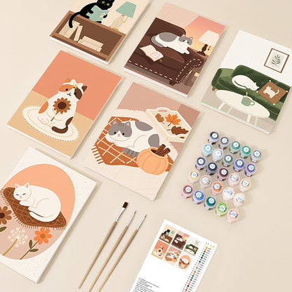 6 Mini Paintings - Cute Cats Set