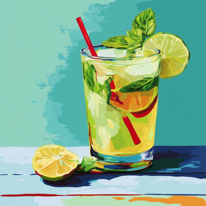 Mini schilderij met lijst - Zomermojito