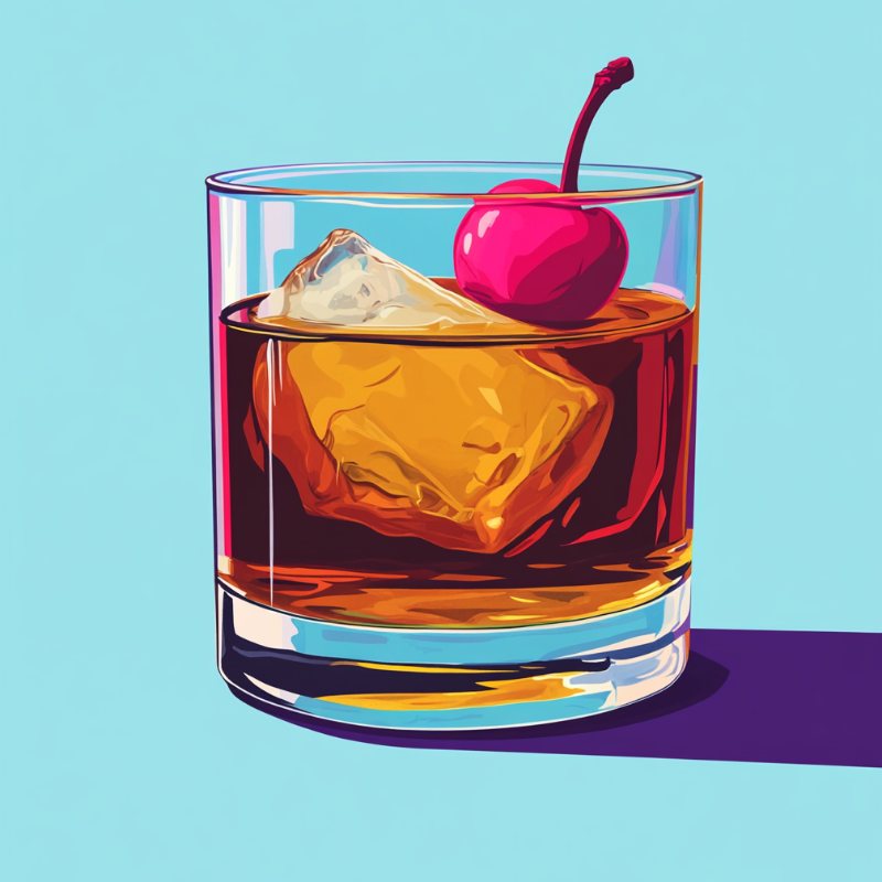 Mini schilderij met lijst - Old Fashioned Cocktail
