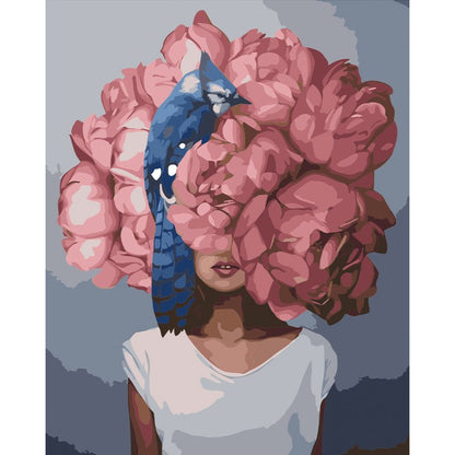 Woman with Pink Flowers